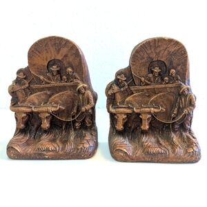 Rustic Brown Bookends Vintage